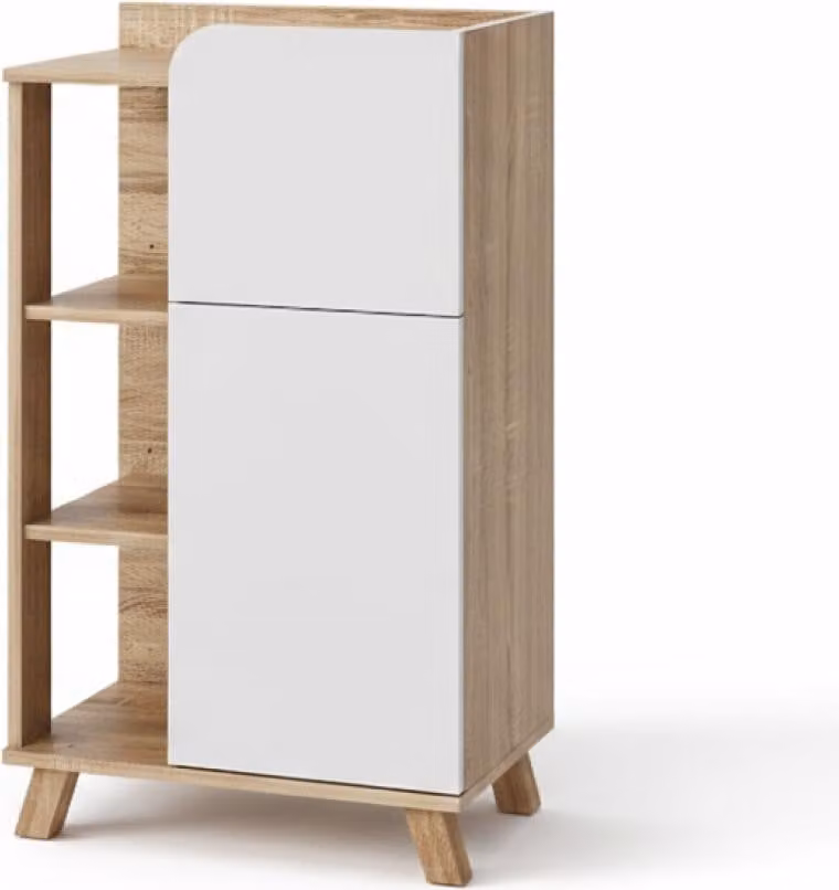 Vicco Karen Halfhoge kast Sonoma/Wit met deur en lade, Model 40733