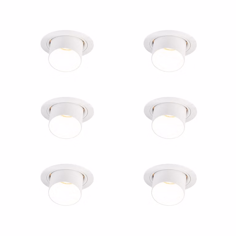 Qazqa Set van 6 Moderne Inbouwspots Wit Rond Kantelbaar Warmwit