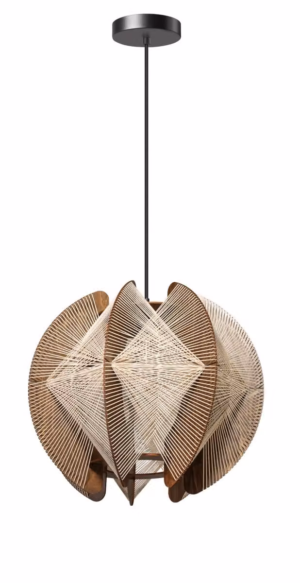 ETH Jessica Houten hanglamp met draden walnut bruin beige Ø 40 cm