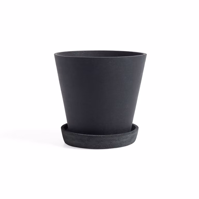 HAY Flowerpot met schotel XL Zwart Ø21.5 cm