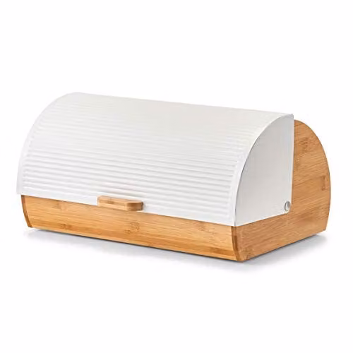 Zeller Broodtrommel Scandinavisch Design Wit Bamboe en Metaal B: 39 cm, D: 19 cm, H: 27 cm