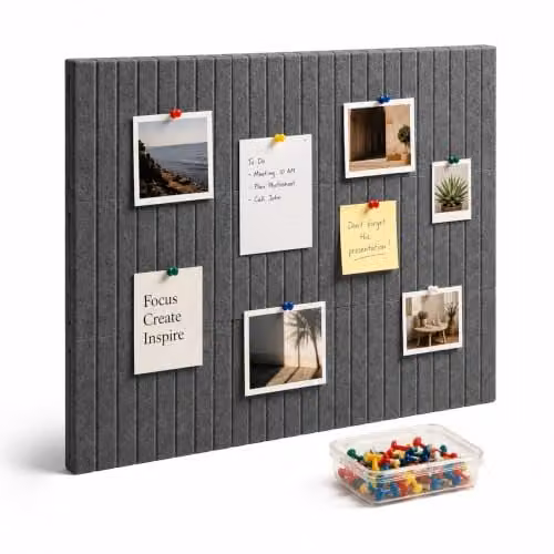 Relaxdays Viltprikbord Set van 9, Zelfklevend, Grijs, B/D/H: 40 x 30 x 0,9 cm
