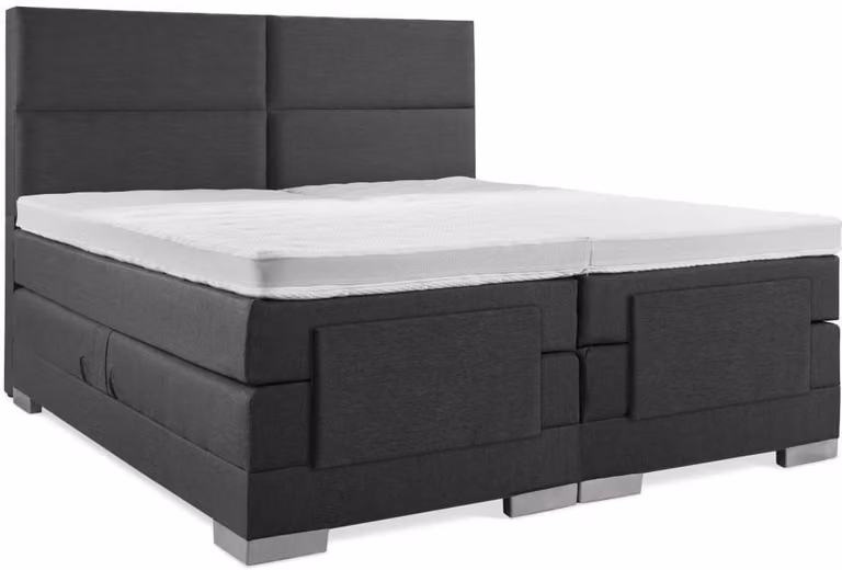 Elektrische Boxspring Antraciet met 4 vlaks hoofdbord B/D/H: 90 x 190 cm