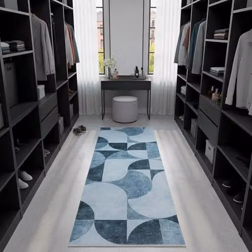 Tesso Living Kelim Gangloper Modern Laagpolig Tapijt Marine Blauw B/D: 80 x 215 cm
