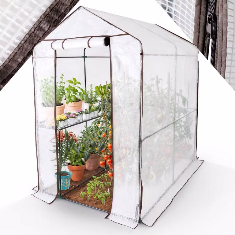 AREBOS Premium folietunnelkas met 2 niveaus en planken, B/D/H: 120 x 186 x 190 cm