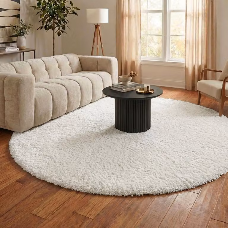 NATURL Rond Shaggy vloerkleed Blaze Wit Ø 100 cm