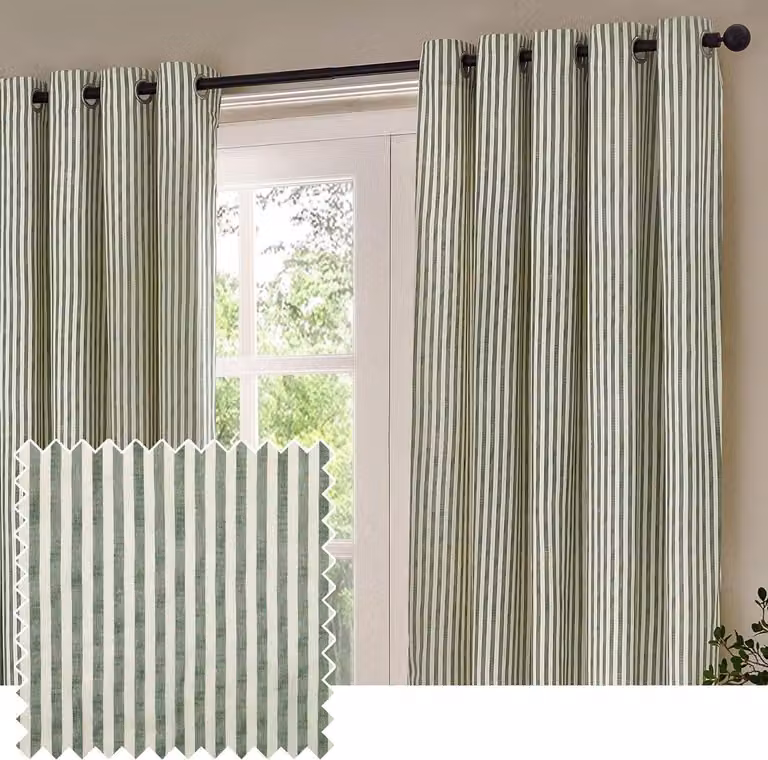 Verduisterend Gestreept Katoen Gordijn in Bos - Raambekleding Paneel