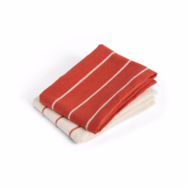 HAY Outdoor Market keukendoeken beige-rood gestreept, 2-pack
