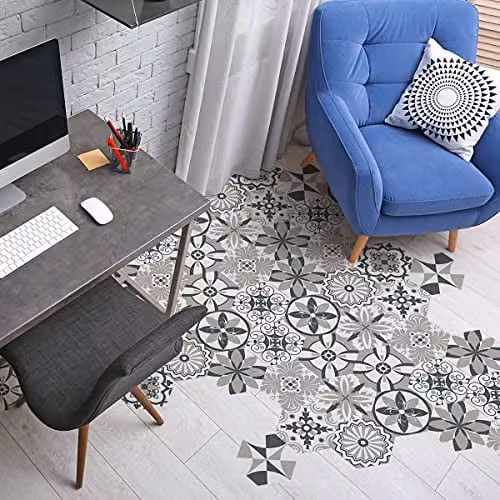 Claudio Ambiance Antislip Vloerstickers - Azulejos Zeshoekige Cementtegels - 10 stuks - B/D: 20 x 18 cm