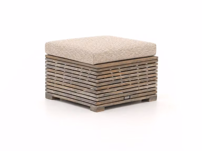 ROUGH Furniture Voetenbank tuin ROUGH-C van Teakhout in Taupe/Bruin B/D/H: 60 x 60 cm