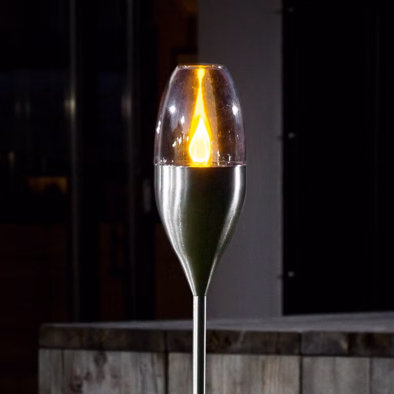 Lindby Jari LED tuinlamp op zonne-energie, modern, grijs/zilver, Hoogte: 122 cm