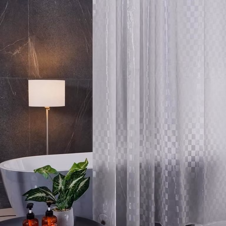 Transparant douchegordijn met 3D-patroon, schimmelvrij en waterdicht, EVA materiaal, inclusief 12 roestvrijstalen haken, 120 x 200 cm