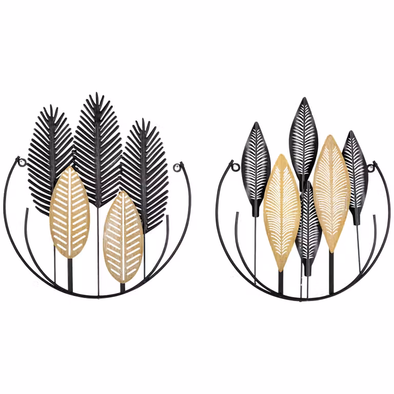 HOMCOM 3D wanddecoratie set van 2, modern ontwerp, zwart en goud, 40 x 46 cm