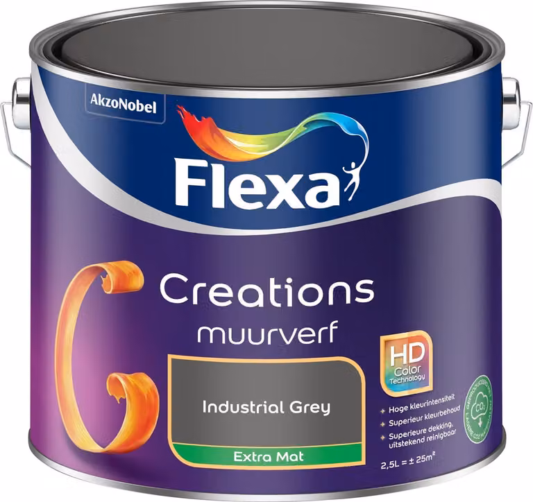 Flexa Creations Muurverf Extra Mat - Industrial Grey - 2,5 L