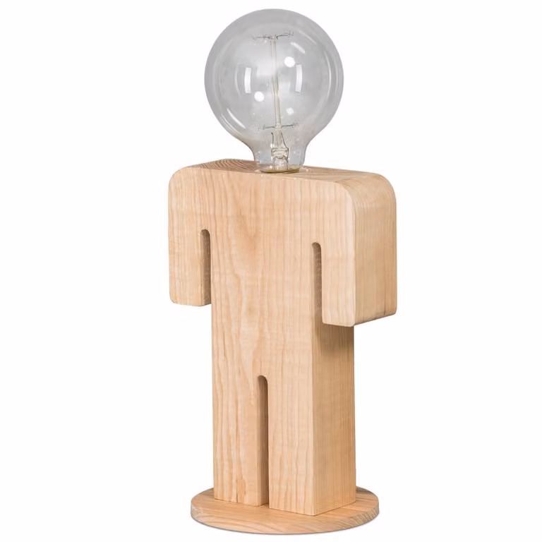 ETH Adam moderne landelijke tafellamp van hout en glas in bruin met E27 fitting