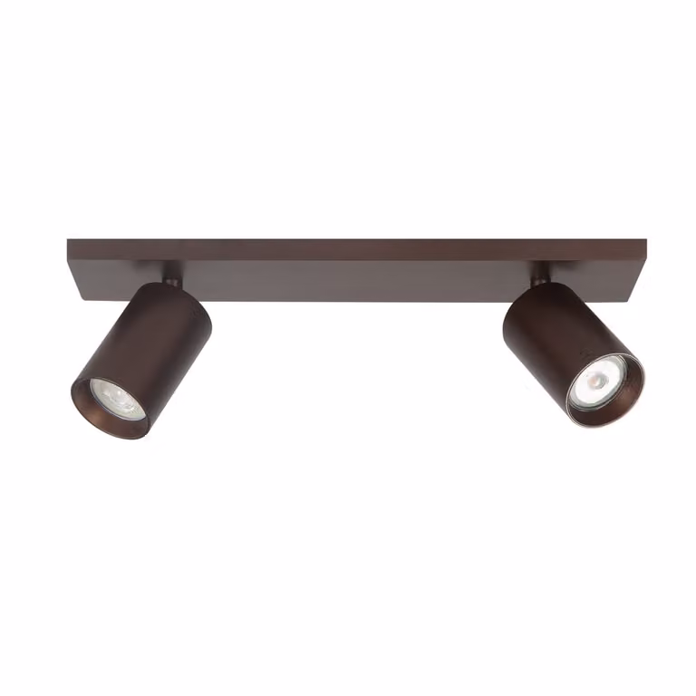 Highlight Mila 2-lichts opbouwspot, rechthoekig, bruin, Breedte: 40 cm