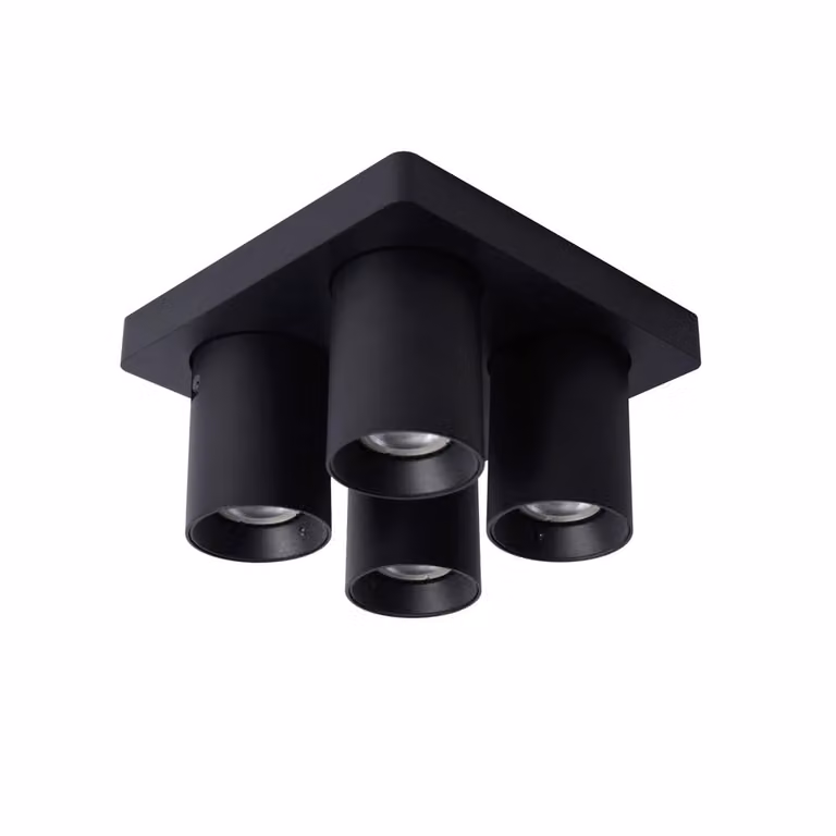 Lucide Plafondspot Nigel 4-lichts zwart aluminium