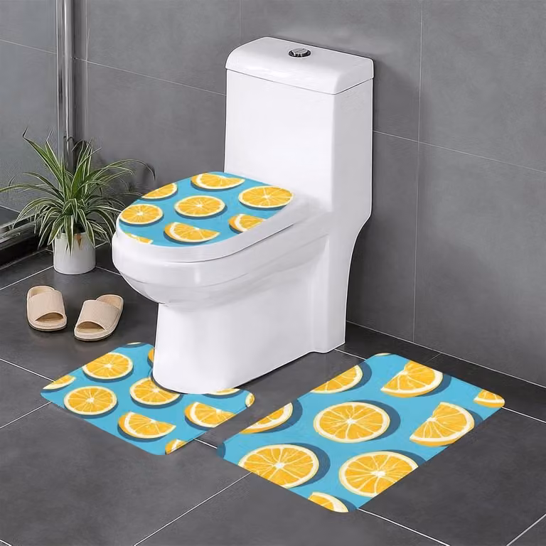 Set van 3 absorberende en antislip badkamertapijten in wit