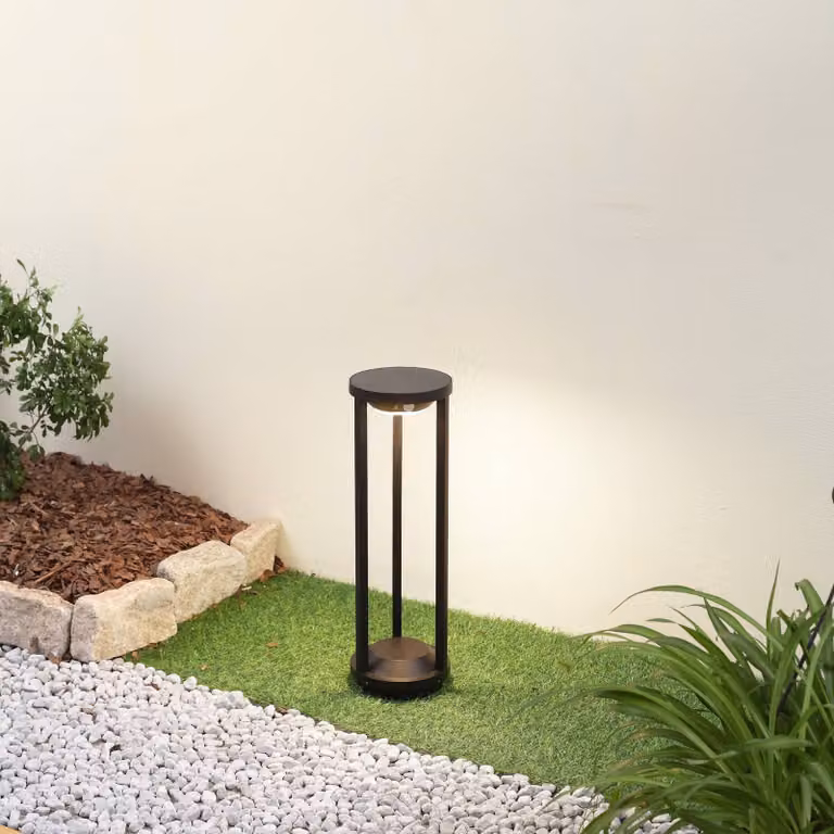 Lucande Nilea LED Solar Padlamp - Zwart - Rond - Met Bewegingssensor - Diameter: 16 cm