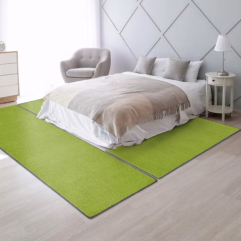 Drie delige groene bedrand tapijt loper set voor de slaapkamer, 80 x 300 cm