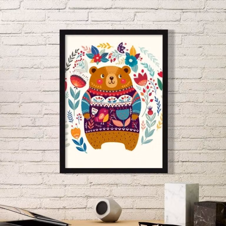 Ingelijste Kunstprint Wanddecoratie met Houten Frame en Acryl - Zwart - 24 x 32,7 cm
