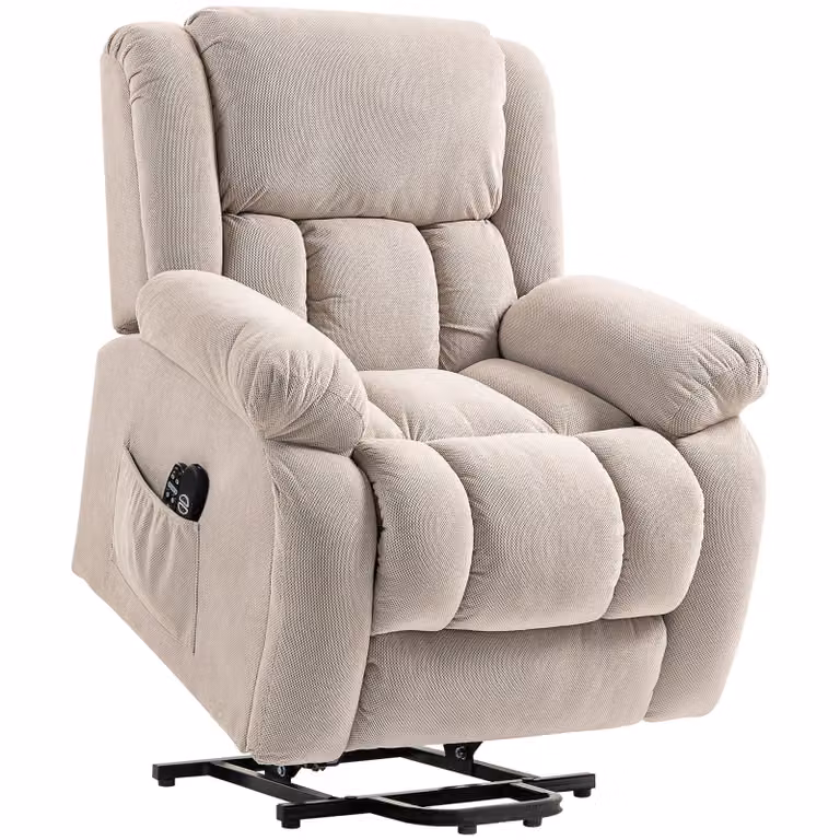 HOMCOM Elektrische sta-opstoel met massage- en warmtefunctie, beige