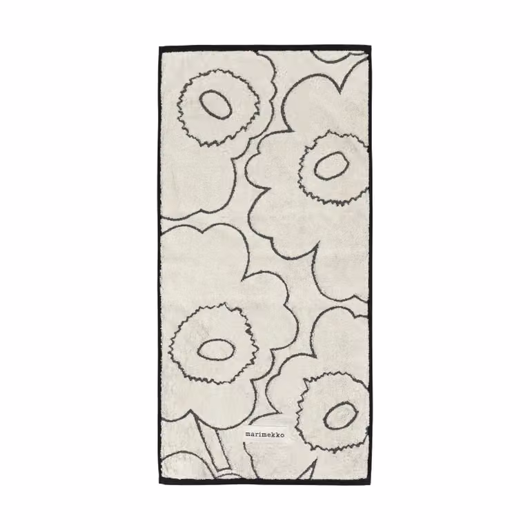 Marimekko Piirto Unikko handdoek Ivory-black B: 50 cm, L: 100 cm