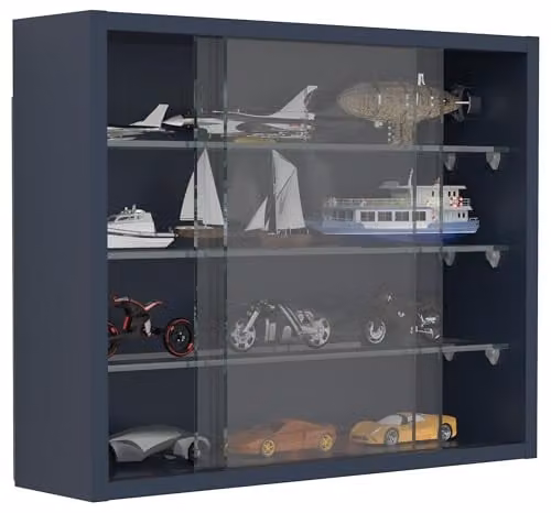 VCM Wandvitrine Drivalo Modern met Glazen Deuren, Antraciet/Grijs, H x B x D: 40 x 50 x 12 cm