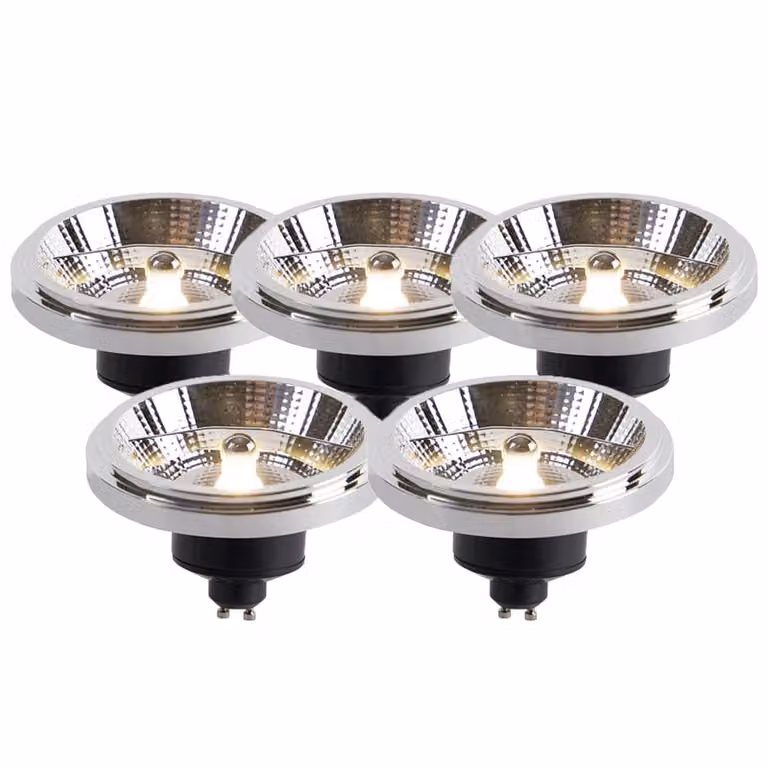 LUEDD Set van 5 LED lampen AR111 GU10 11W Dim to Warm Zwart