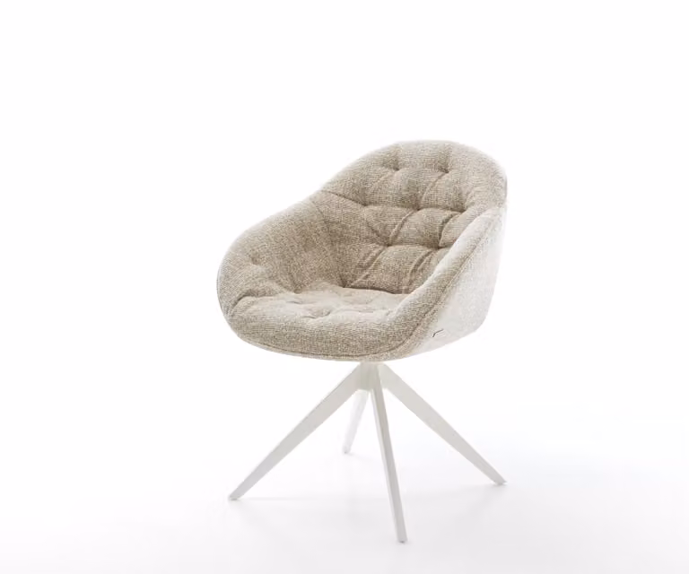 DELIFE Draaistoel Gaio-Flex met geweven stof in beige en kruisframe, breed en 360 graden draaibaar met rocker-functie