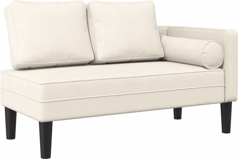 vidaXL Chaise longue met kussens fluweel crèmekleurig