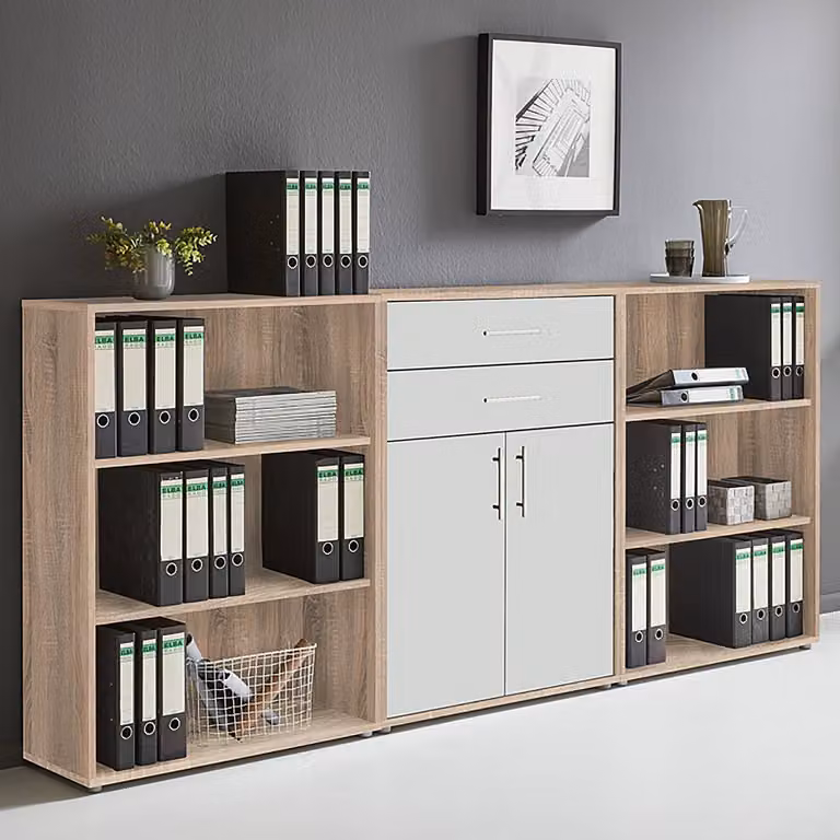 home24 Kastenset 3-delig Straight, Bruin/Wit, B/D/H: 114 x 33 x 85 cm