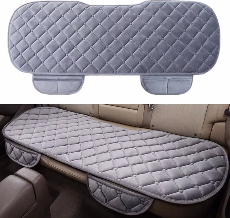 Grijs autostoelkussen van ademend pluche voor comfortabel rijden - 133 x 48 cm