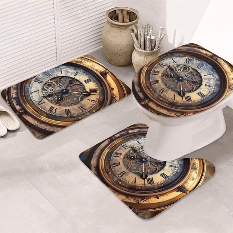 Set van 3 sneldrogende en absorberende badmatten en toiletmatten voor je badkamer in verschillende kleuren