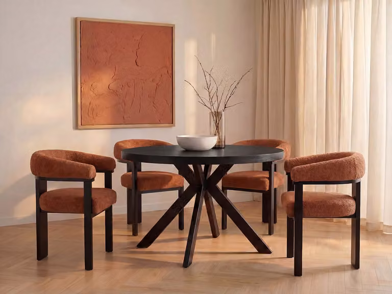 KOMONI Uitschuifbare ronde eettafel voor 4 tot 8 personen - Zwart - B: 120 cm, H: 76 cm