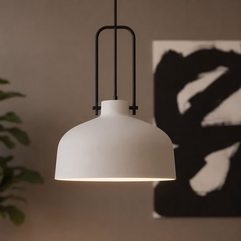 Artdelight Hanglamp Mendoza Wit-Zwart Modern Rond Metaal Ø 37,5 cm
