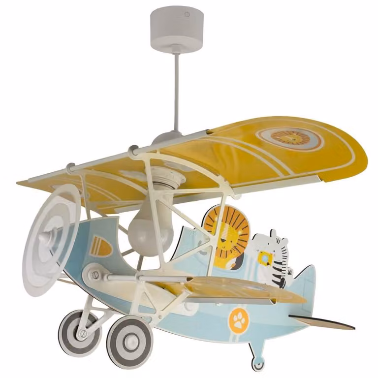 Dalber Kinder hanglamp Lion Plane, multicolor, dimbaar, hout en plastic