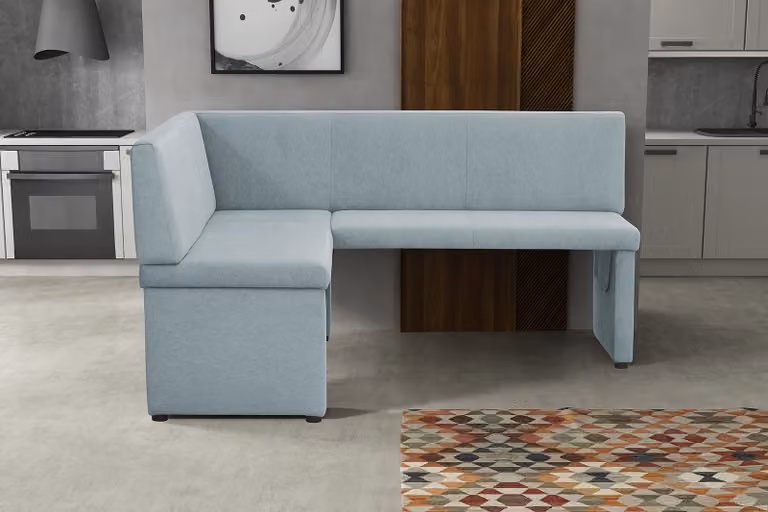 home24 Keukenbank Cassie Velours Blauw-wit B: 166 cm, D: 87 cm, H: 146 cm