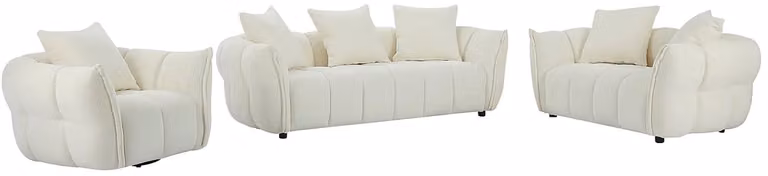 KIMACA Meubelset met driezitsbank, tweezitsbank en fauteuil in gebroken witte getextureerde stof