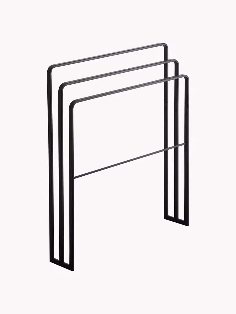 Yamazaki Handdoekenhouder Tower zwart metaal B: 70 cm, D: 14 cm, H: 81 cm