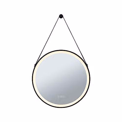 Paulmann Mirra ronde LED badkamerspiegel met touch-switch en dimfunctie, zwart, B: 59 cm, D: 59 cm, H: 1 cm