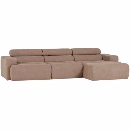 WOOOD Novi Chaise Longue Bank Rechts - Taupe - Polyester