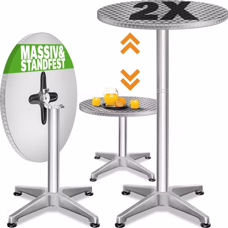 Casaria Set van 2 Inklapbare Statafels met Verstelbare Hoogte 70/115 cm