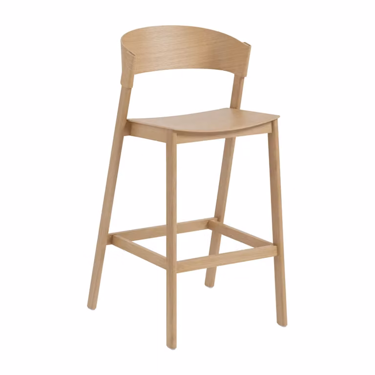 Muuto Cover barkruk Oak met houten frame in beige en bruin