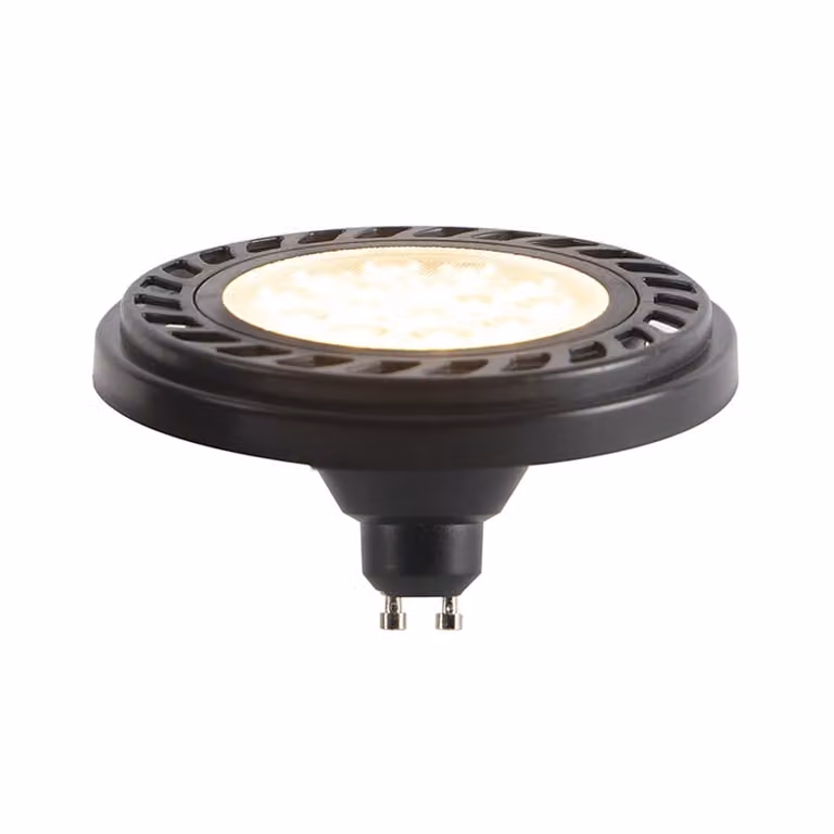 LUEDD GU10 dimbare LED AR111 lamp, zwart, 8W, 600 lm, 2700K warm wit