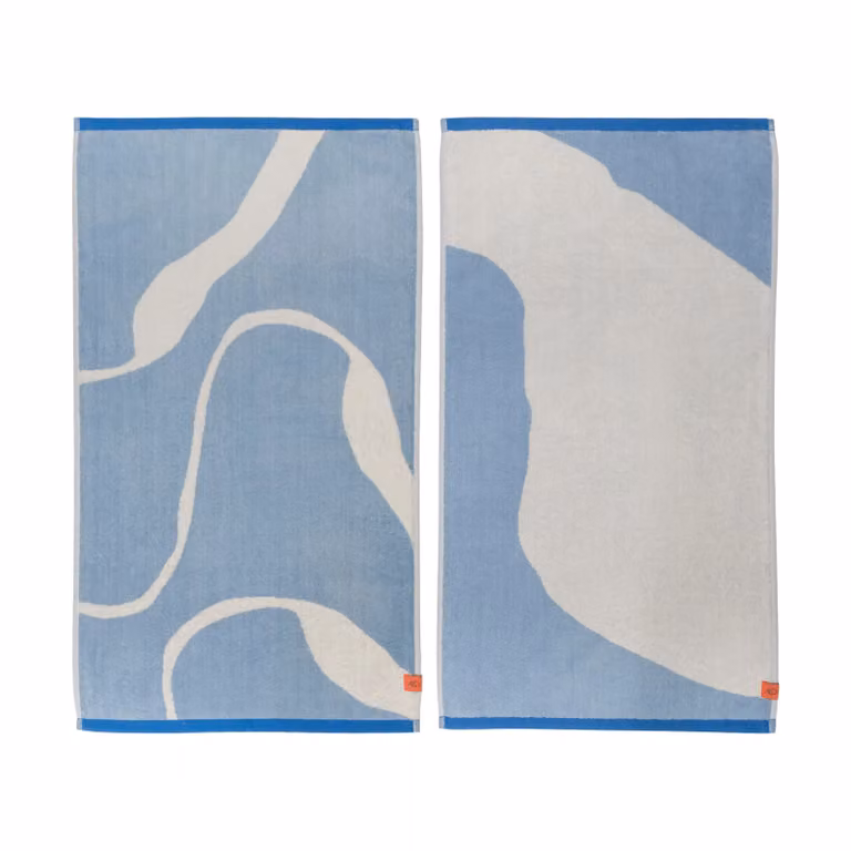 Mette Ditmer Nova Arte gastenhanddoek 2-pack Light blue-off-white B: 40 cm, H: 55 cm