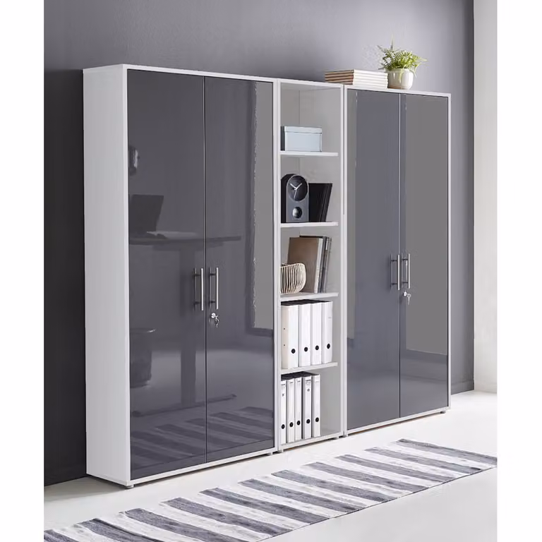 home24 Kastwand IV 3-delig wit/antraciet hoogglans