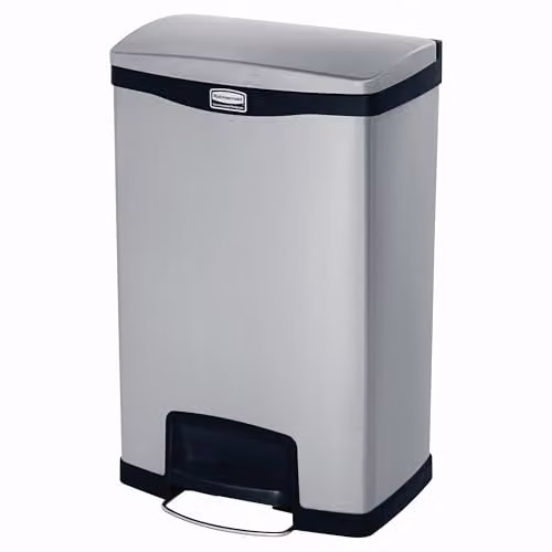 Rubbermaid Slim Jim Step On afvalmand met front step, 50 liter, zwart mat RVS