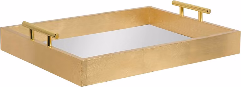 Decoratief houten dienblad met metalen handgrepen, goud, B: 16,5 cm, D: 12,25 cm