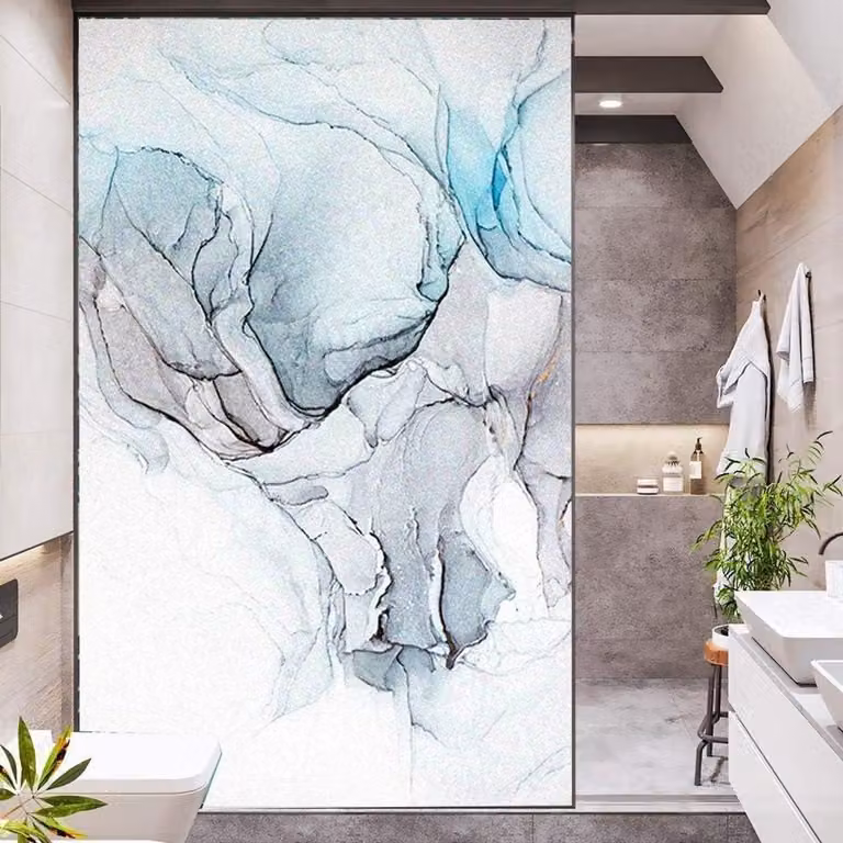Raamfolie Marmer Textuur Wit - Statische Glasfolie voor Privacy - 50 x 70 cm